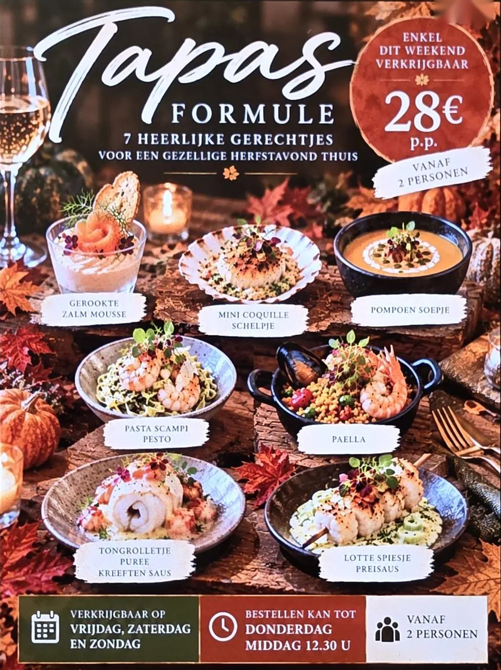 Folder Tapasformule herfst: 7 gerechtjes aan 28 euro per persoon